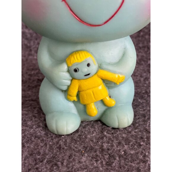 VTG Bunny Rabbit Doll Baby Squeak Toy Blue Green Soft Vinyl Rubber Easter - Picture 5 of 6